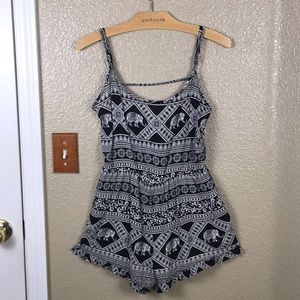 Forever21 Elephant Open Back Ruffle Romper